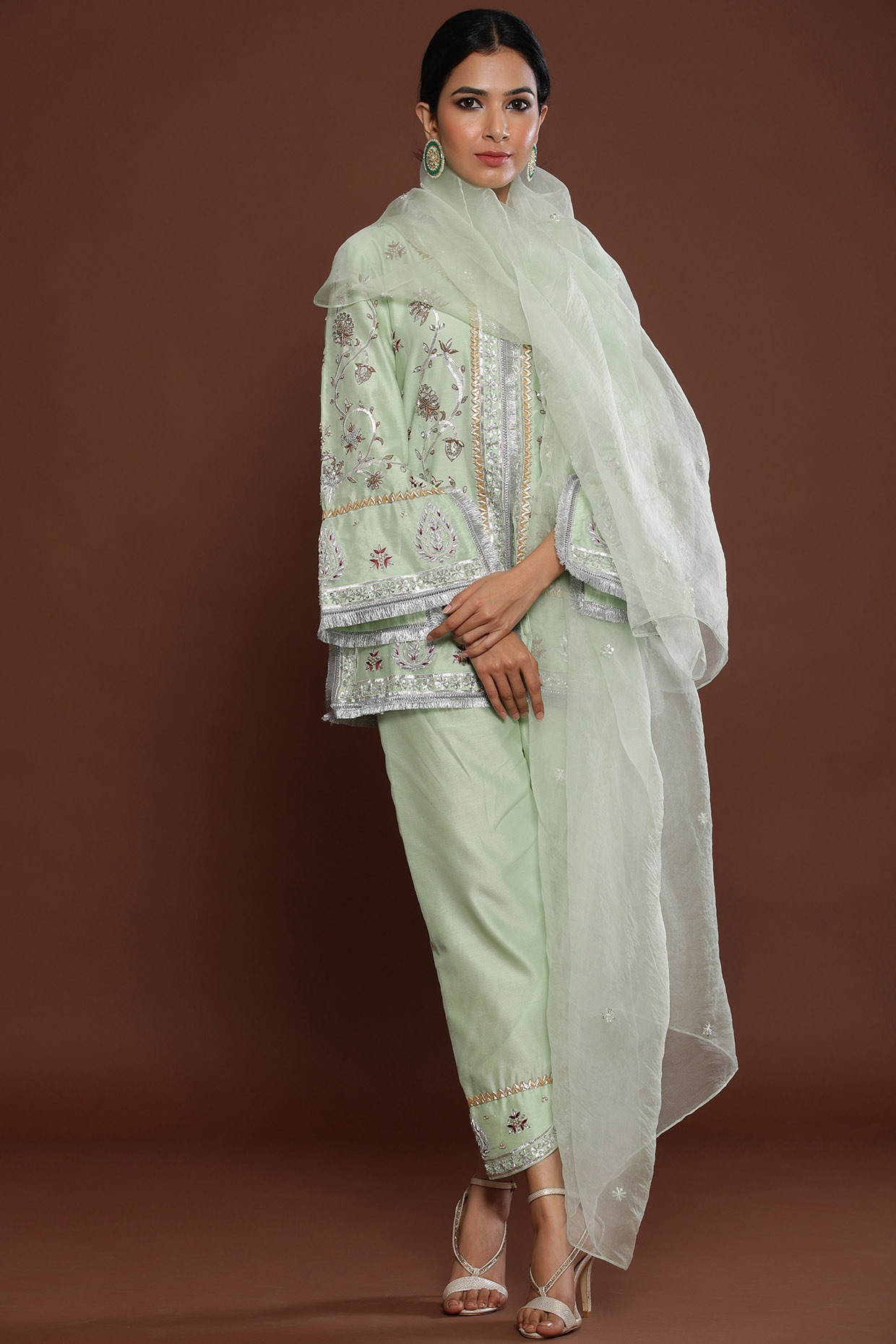Golden Banarasi Tissue Silk Suit: Handcrafted Gota Work, Pure Gajji Silk  Dupatta – Luxurion World